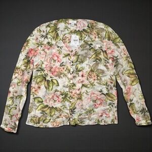 J. Jill | NWT Floral Ruffle Trim Button Front Blouse XS Romantic Cottagecore